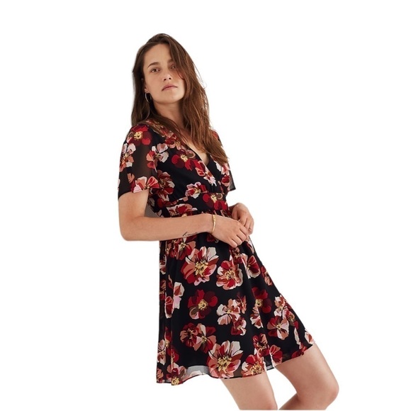Madewell - Tulip-Sleeve Mini Floral Dress in French Rose Spring Sz 2 - Picture 1 of 10